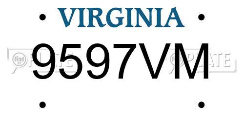 9597VM Virginia License Plate