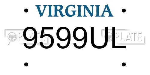 9599UL Virginia License Plate