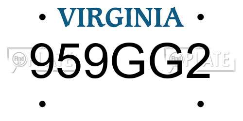 959GG2 Virginia License Plate