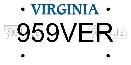 959VER Virginia License Plate