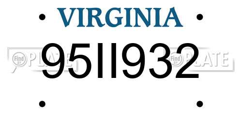 95II932 Virginia License Plate
