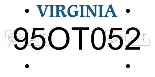 95OT052 Virginia License Plate