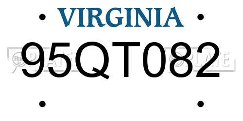 95QT082 Virginia License Plate