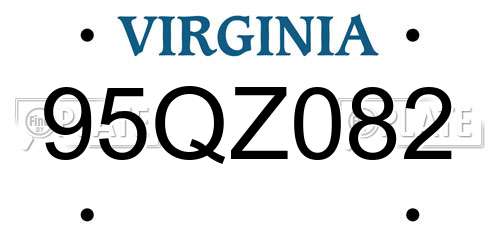 95QZ082 Virginia License Plate