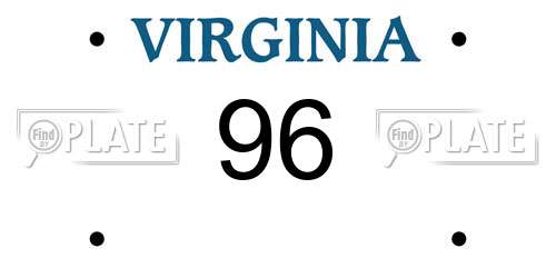 96 Virginia License Plate