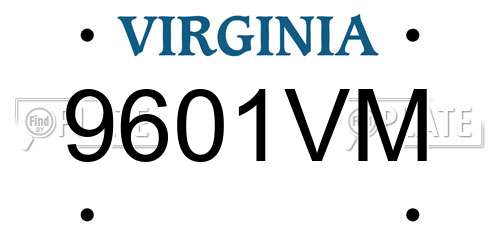 9601VM Virginia License Plate