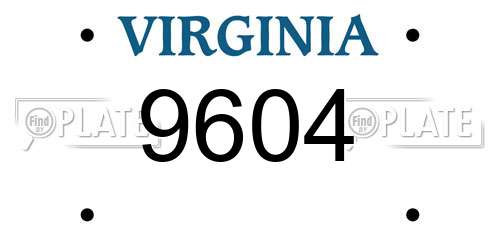 9604 Virginia License Plate