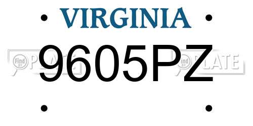 9605PZ Virginia License Plate