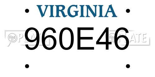 960E46 Virginia License Plate