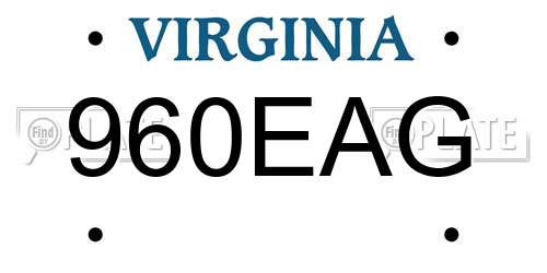 960EAG Virginia License Plate