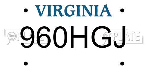 960HGJ Virginia License Plate