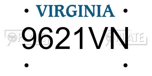 9621VN Virginia License Plate