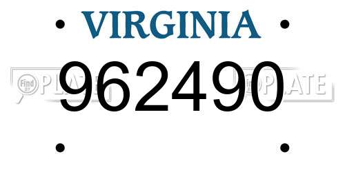 962490 Virginia License Plate