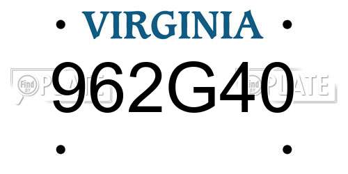 962G40 Virginia License Plate