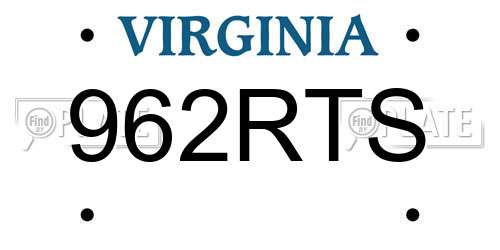 962RTS Virginia License Plate