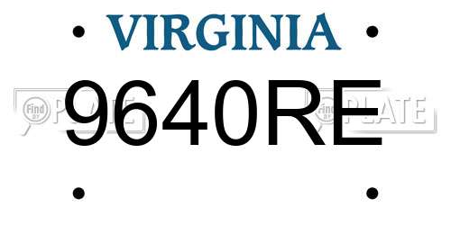 9640RE Virginia License Plate