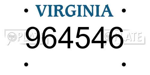 964546 Virginia License Plate