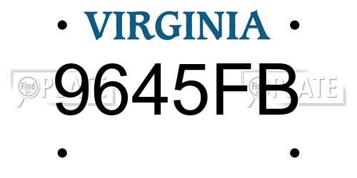 9645FB Virginia License Plate