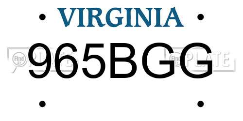 965BGG Virginia License Plate
