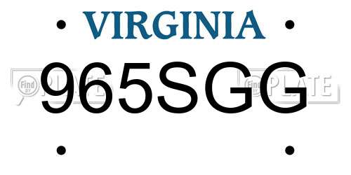 965SGG Virginia License Plate