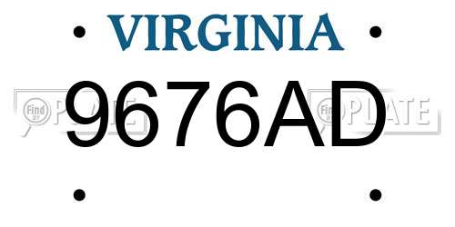 9676AD Virginia License Plate