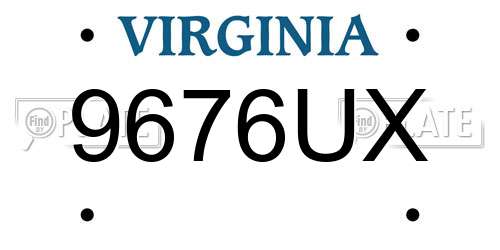 9676UX Virginia License Plate