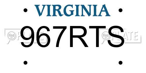 967RTS Virginia License Plate