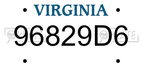 96829D6 Virginia License Plate