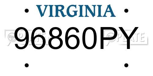 96860PY Virginia License Plate