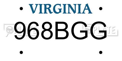 968BGG Virginia License Plate