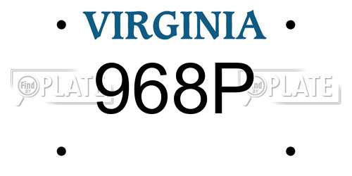 968P Virginia License Plate