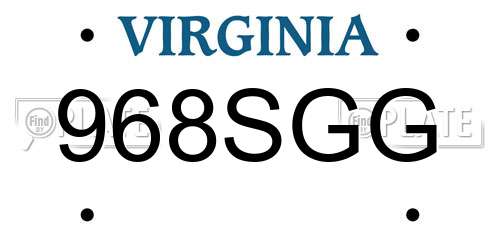 968SGG Virginia License Plate