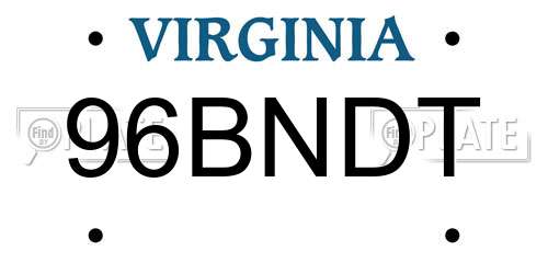 96BNDT Virginia License Plate