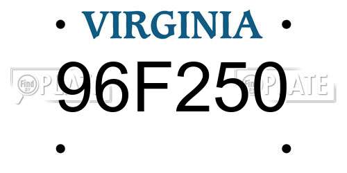 96F250 Virginia License Plate