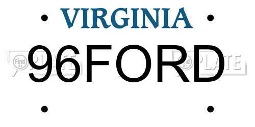 96FORD Virginia License Plate