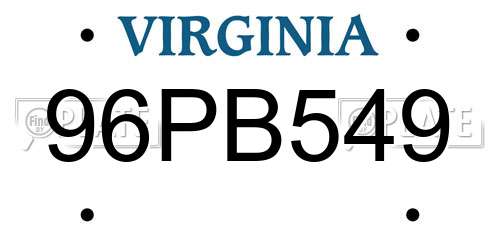 96PB549 Virginia License Plate