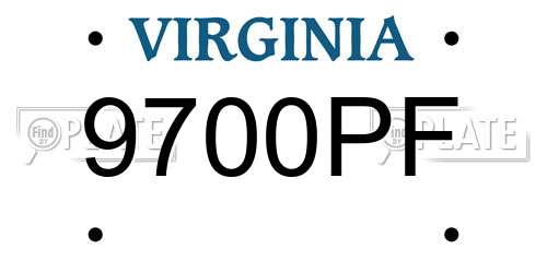 9700PF Virginia License Plate