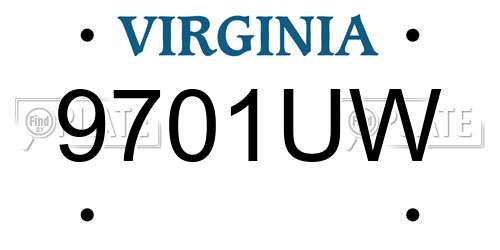 9701UW Virginia License Plate