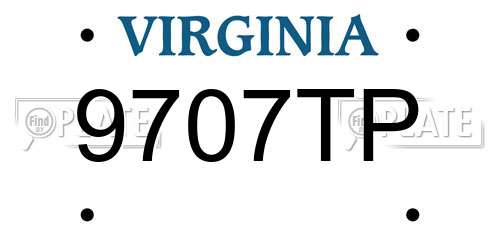 9707TP Virginia License Plate