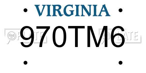 970TM6 Virginia License Plate