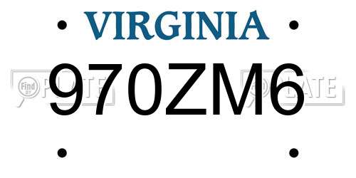 970ZM6 Virginia License Plate