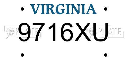 9716XU Virginia License Plate