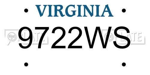 9722WS Virginia License Plate