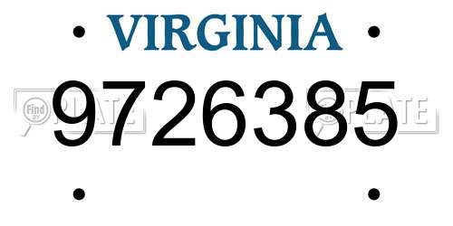 9726385 Virginia License Plate