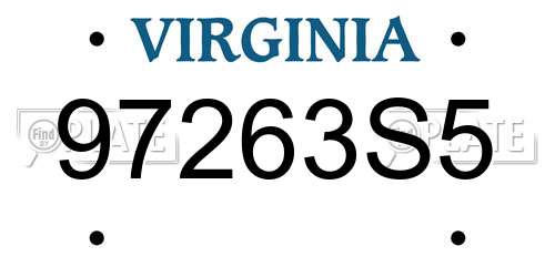 97263S5 Virginia License Plate
