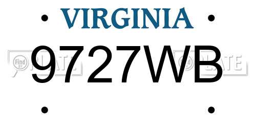9727WB Virginia License Plate