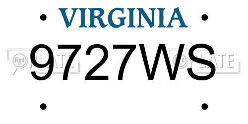 9727WS Virginia License Plate