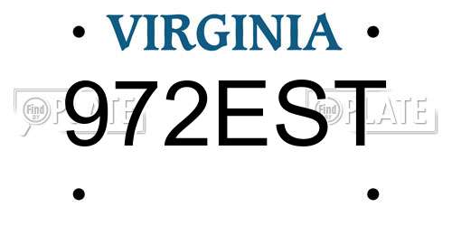972EST Virginia License Plate