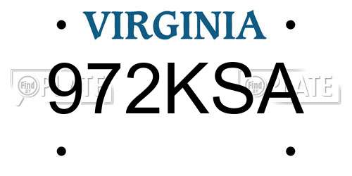 972KSA Virginia License Plate