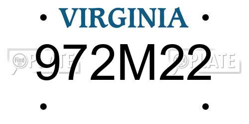 972M22 Virginia License Plate